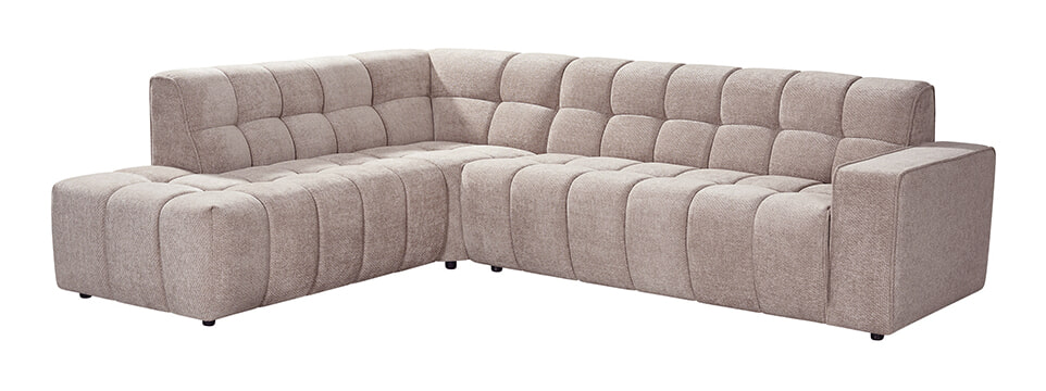 LABEL51 Hoekbank Valentino 290cm, Links, Elite stof - Clay