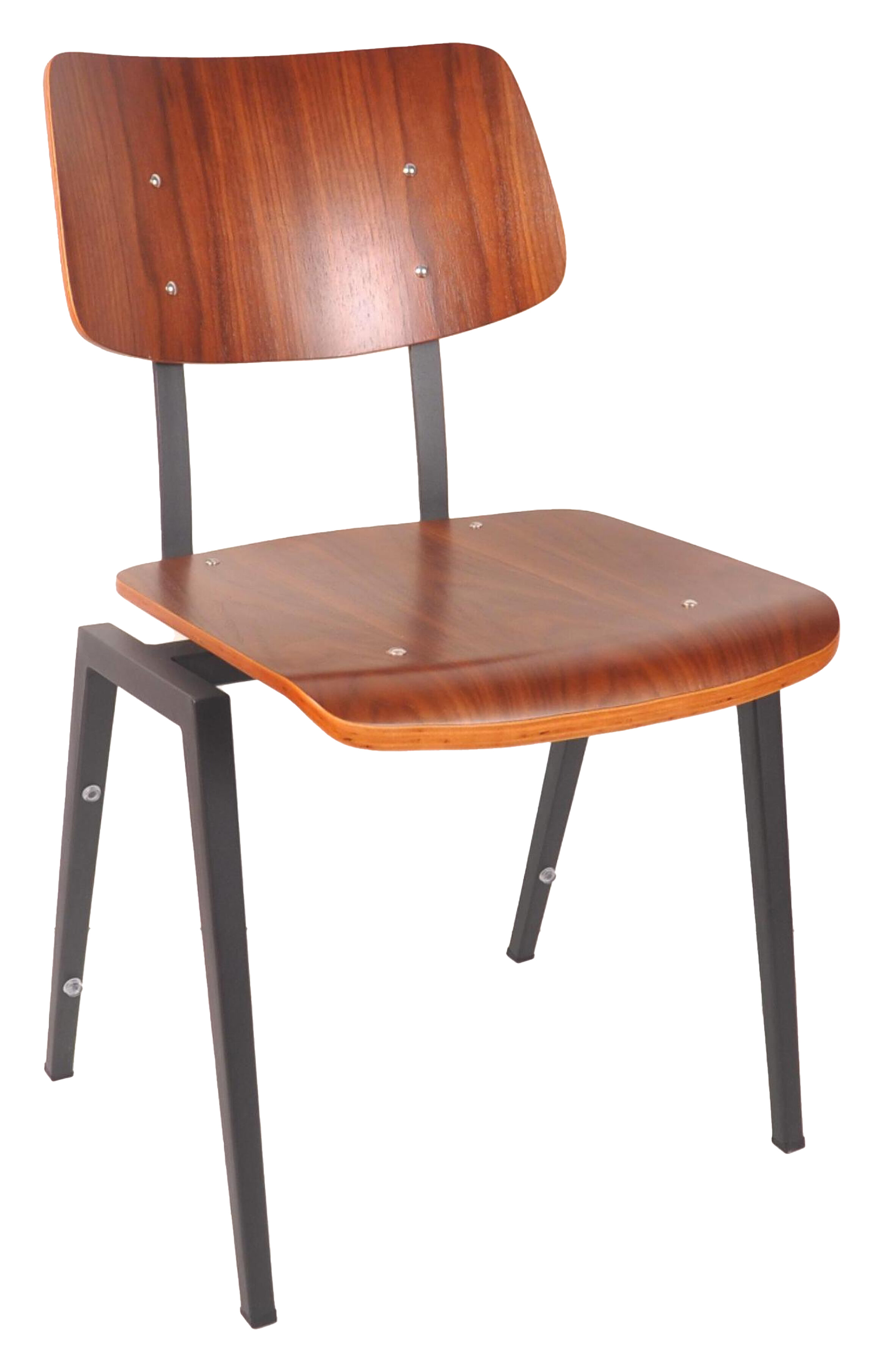 LABEL51 Eetkamerstoel Schoolstoel Hout - Bruin/Zwart