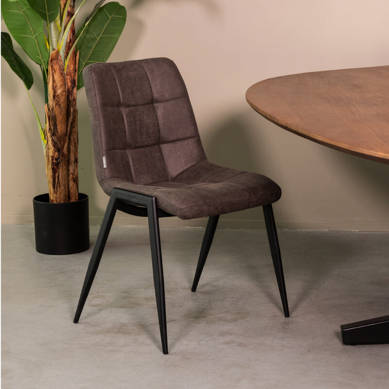 LABEL51 Eetkamerstoel Noor Micro Suede - Antraciet