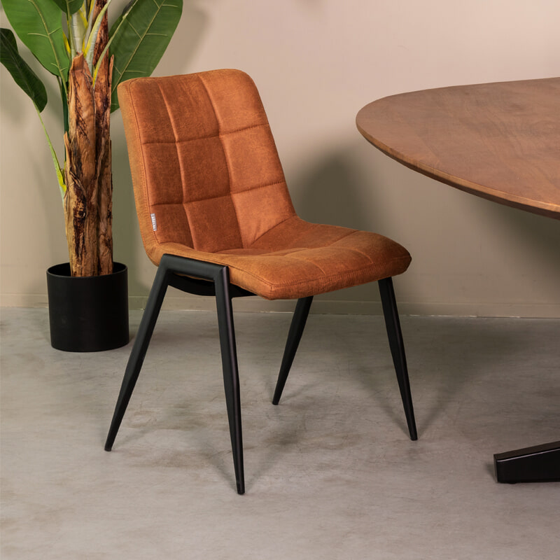 LABEL51 Eetkamerstoel Noor Micro Suede - Cognac