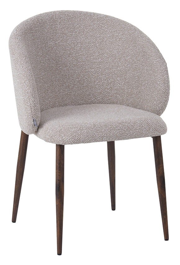 LABEL51 Eetkamerstoel Yuki Bouclé - Naturel/Walnoot