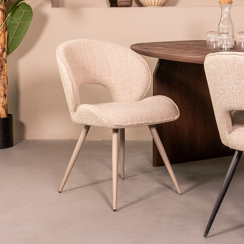 LABEL51 Eetkamerstoel Sakura Bouclé, Naturel/Taupe