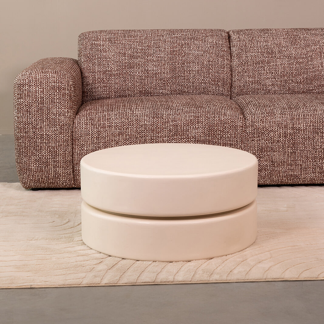 LABEL51 Ronde Salontafel Milly Mangohout, 70cm - Soft Sand