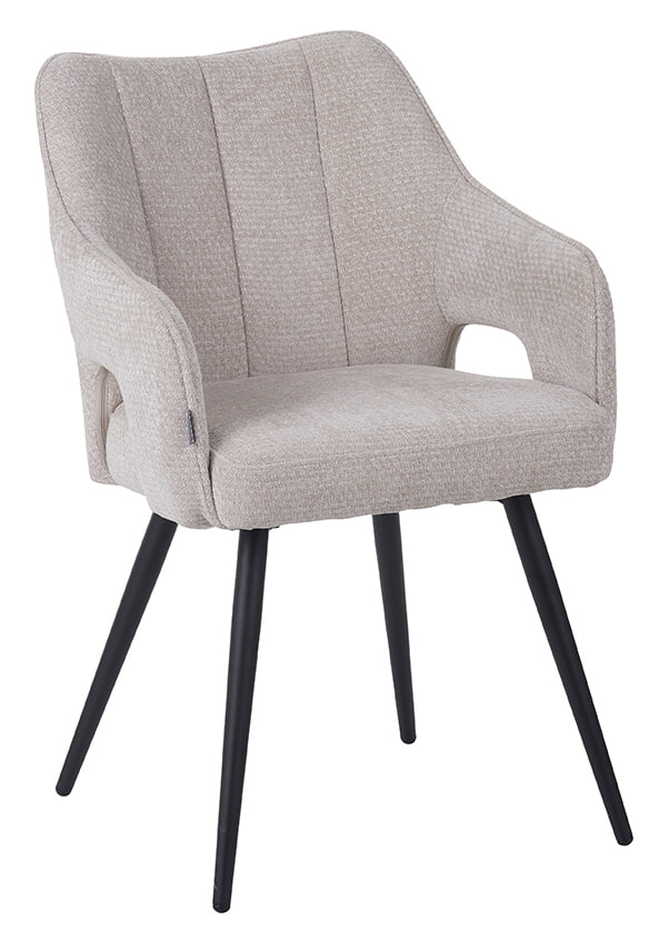 LABEL51 Eetkamerstoel Stan Elite stof - Naturel/Zwart