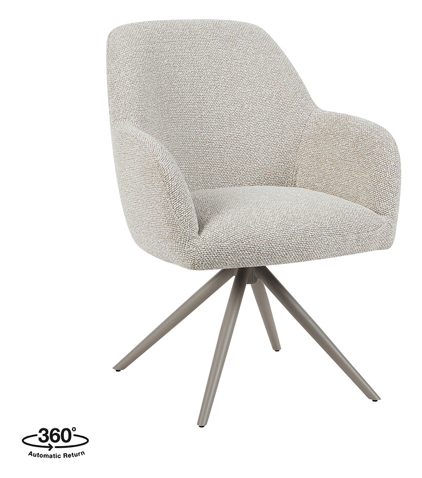 LABEL51 Draaibare Eetkamerstoel Sayuri Boucl&eacute; - Naturel/Taupe