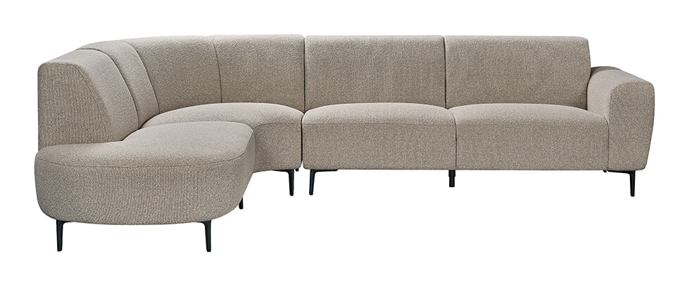 LABEL51 Hoekbank Mauro Links, 300cm, Boucl&eacute; - Mushroom