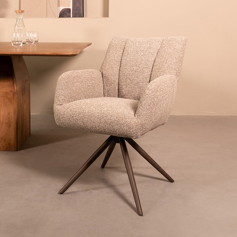 LABEL51 Draaibare Eetkamerstoel Padua Boucl&eacute; - Mushroom