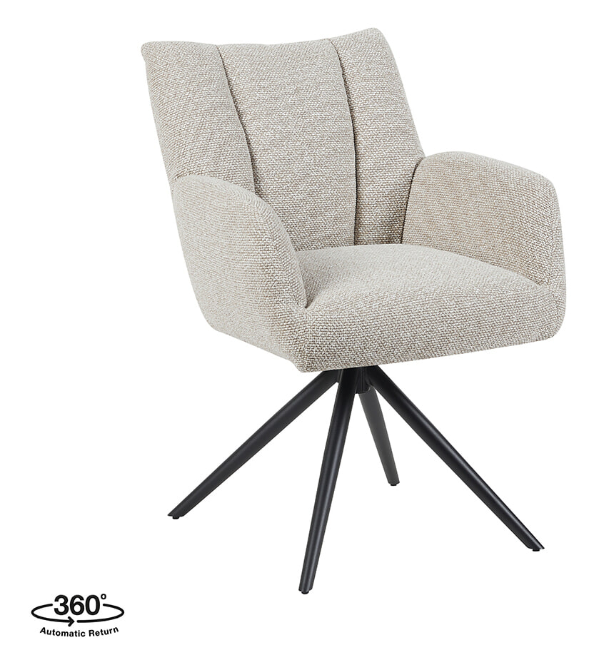 LABEL51 Draaibare Eetkamerstoel Padua Boucl&eacute; - Naturel/Zwart