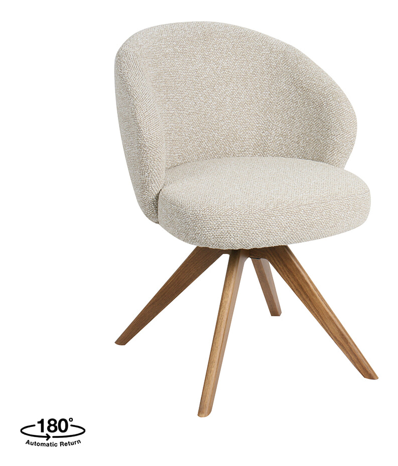 LABEL51 Draaibare Eetkamerstoel Sabi Boucl&eacute; - Naturel