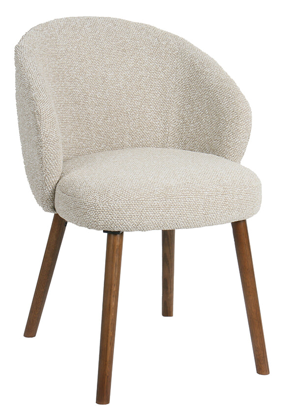 LABEL51 Eetkamerstoel Shiro Boucl&eacute; - Naturel/Walnoot
