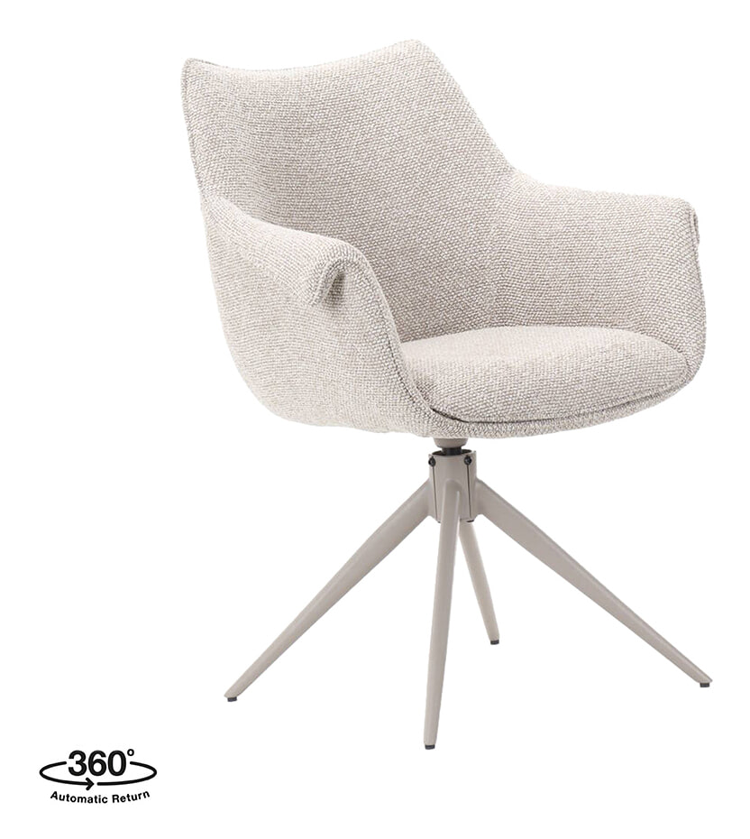LABEL51 Draaibare Eetkamerstoel 'Narum' Bouclé, kleur Naturel/Taupe