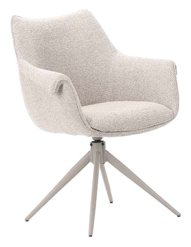 LABEL51 Draaibare Eetkamerstoel 'Narum' Bouclé, kleur Naturel/Taupe