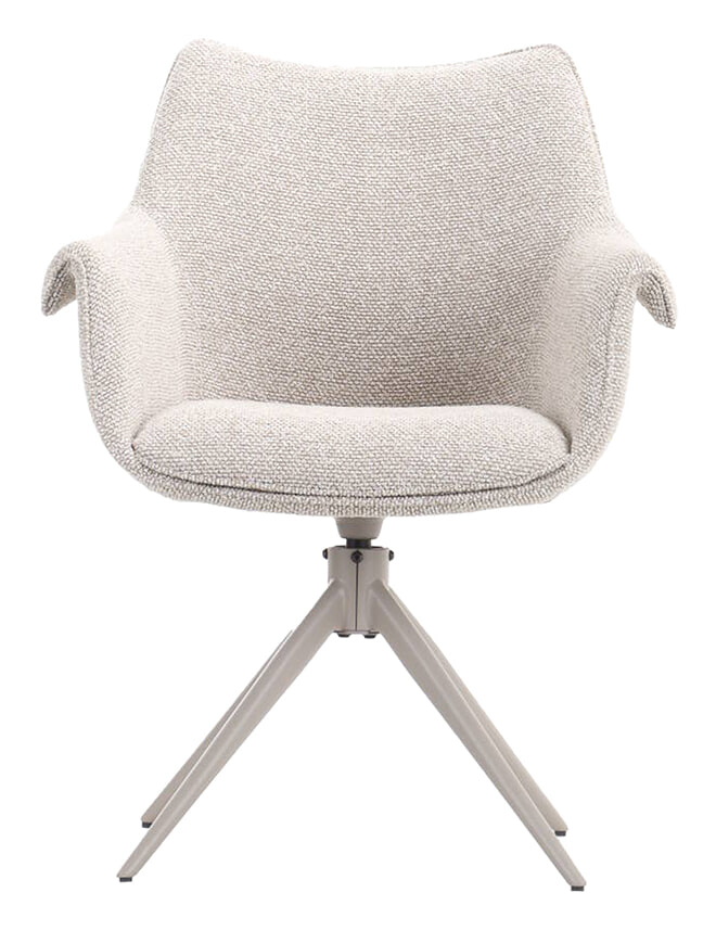LABEL51 Draaibare Eetkamerstoel 'Narum' Bouclé, kleur Naturel/Taupe