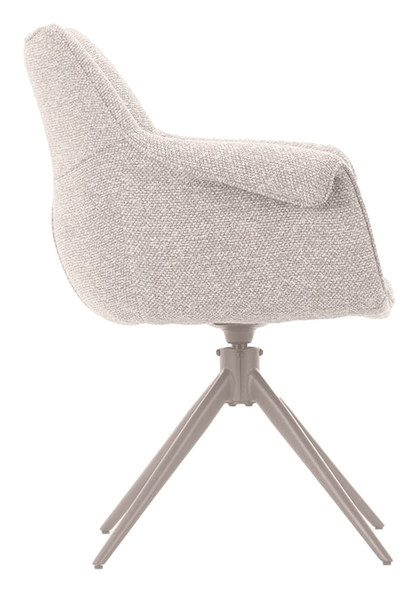 LABEL51 Draaibare Eetkamerstoel 'Narum' Bouclé, kleur Naturel/Taupe