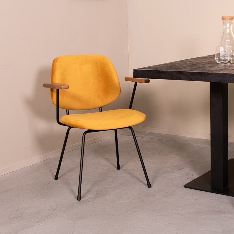 LABEL51 Eetkamerstoel Gastron Velvet - Oker