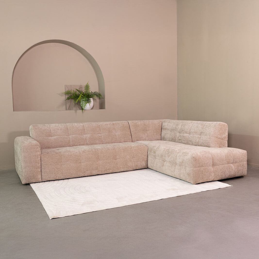 LABEL51 Hoekbank 'Lorenzo' Rechts, 294cm, Elite stof, kleur Clay