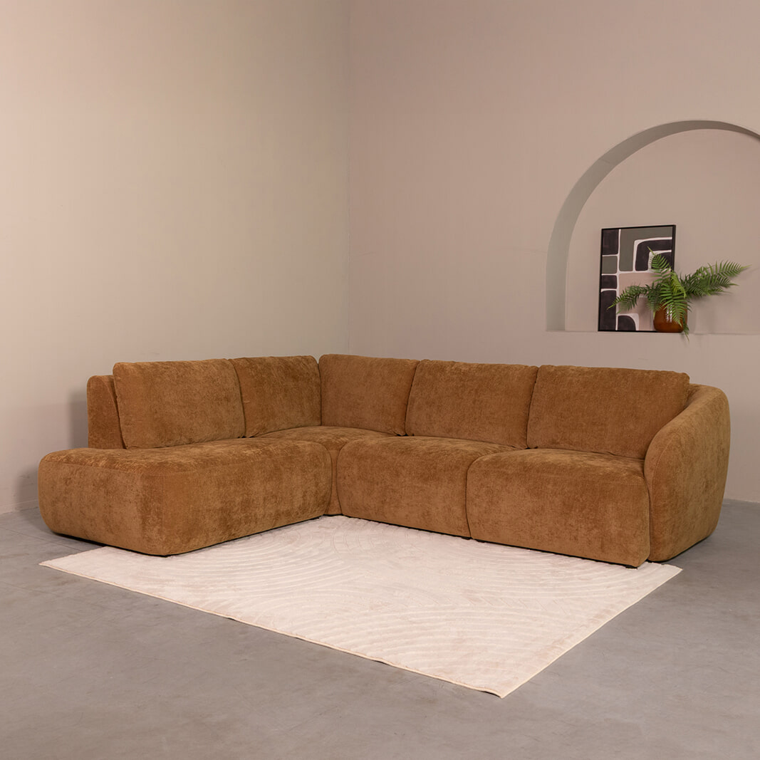 LABEL51 Hoekbank Matteo Links, 270cm, Maloy stof - Dark Honey