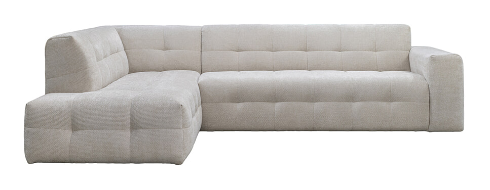 LABEL51 Hoekbank 'Lorenzo' Links, 294cm, Elite stof, kleur Naturel