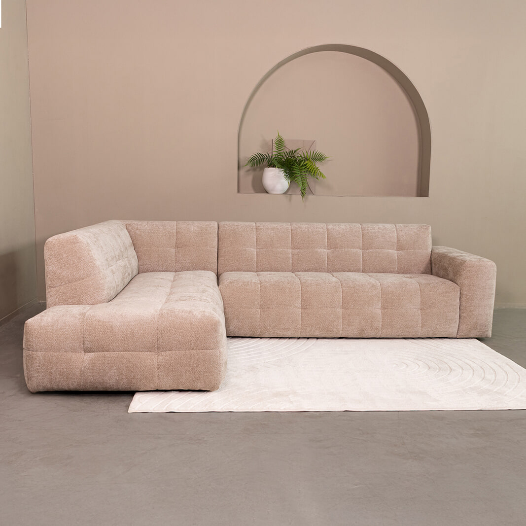 LABEL51 Hoekbank 'Lorenzo' Links, 294cm, Elite stof, kleur Clay
