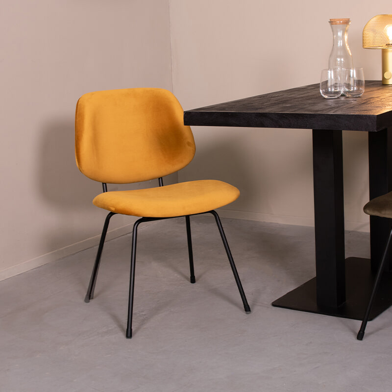 LABEL51 Eetkamerstoel Bello Velvet - Oker