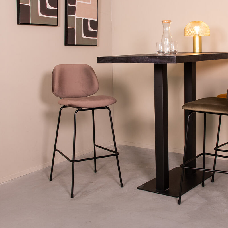 LABEL51 Barkruk 'Bello' Velvet (zithoogte 74cm)