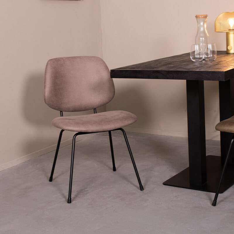 LABEL51 Eetkamerstoel Bello Microsuede - Taupe
