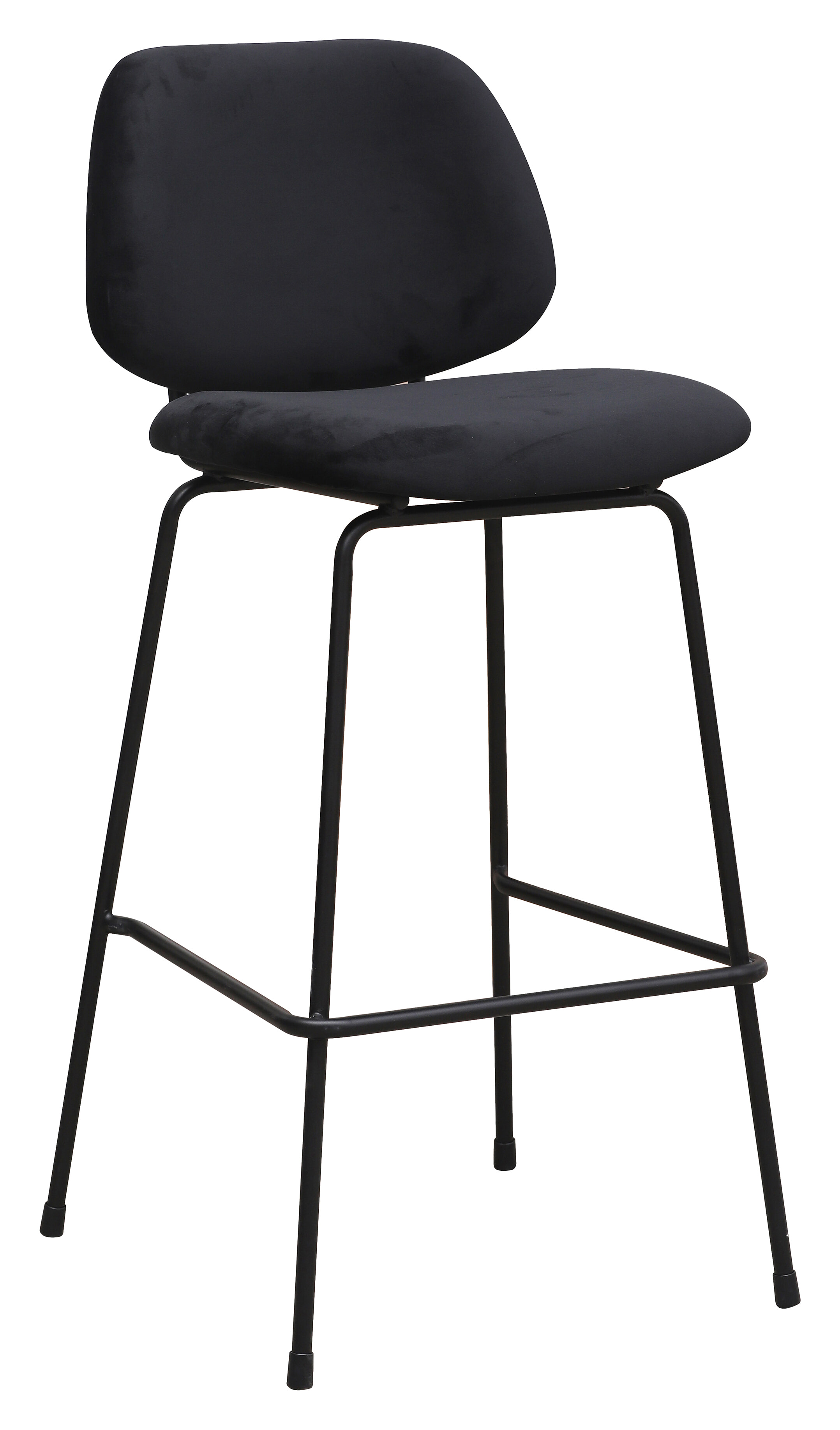 LABEL51 Barkruk Bello Velvet - Zwart (zithoogte 74cm)