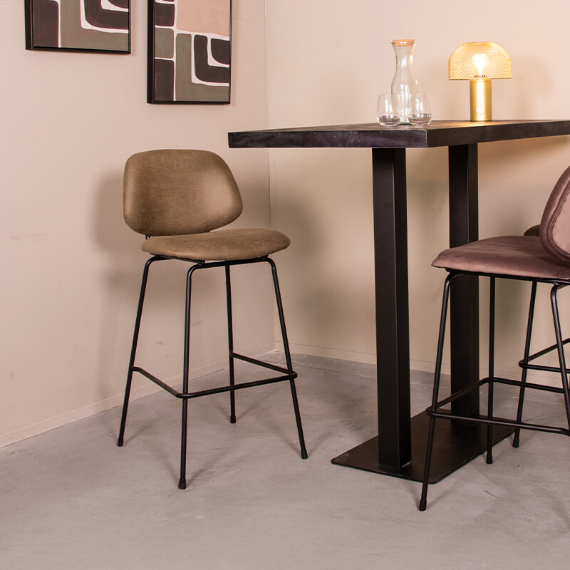 LABEL51 Barkruk 'Bello' Microsuede (zithoogte 74cm)