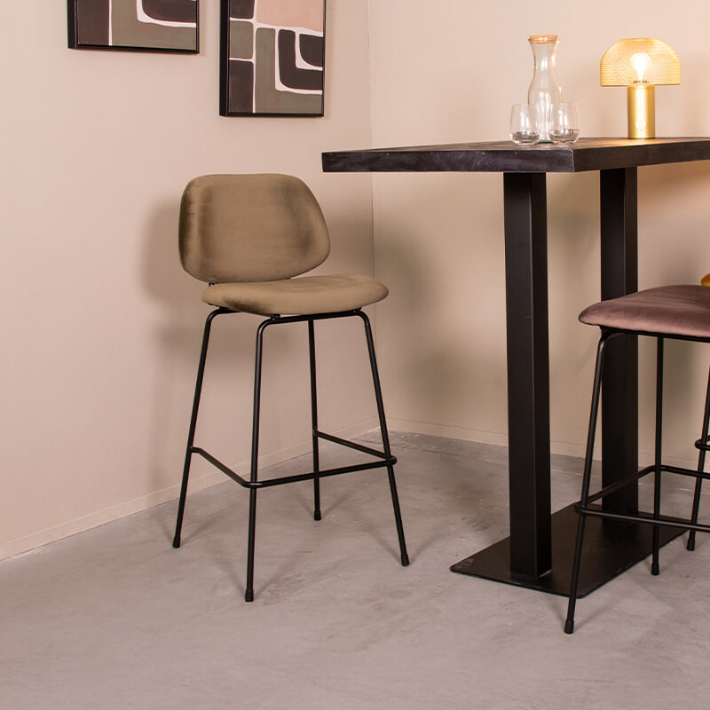 LABEL51 Barkruk Bello Velvet - Hunter (zithoogte 74cm)