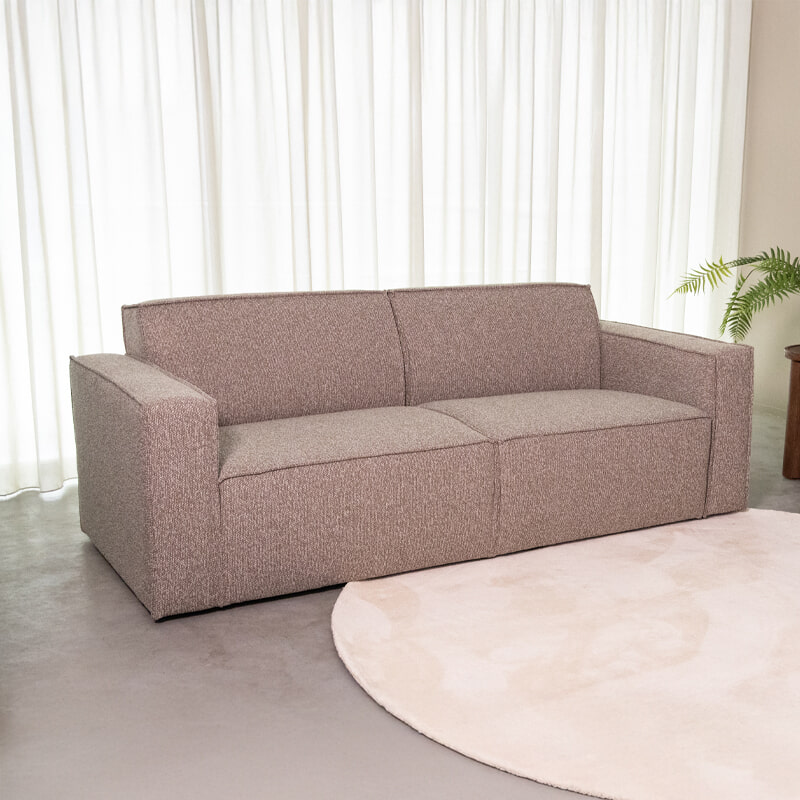 LABEL51 3-zits Bank 'Kay' Bouclé, kleur Mushroom