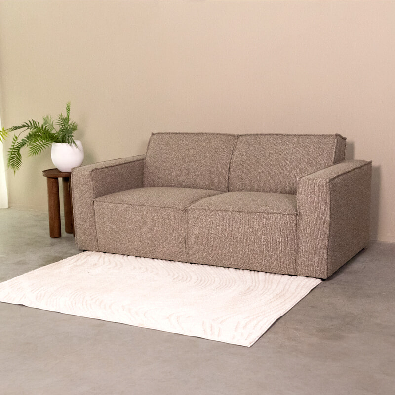 LABEL51 2,5-zits Bank 'Kay' Bouclé, kleur Mushroom