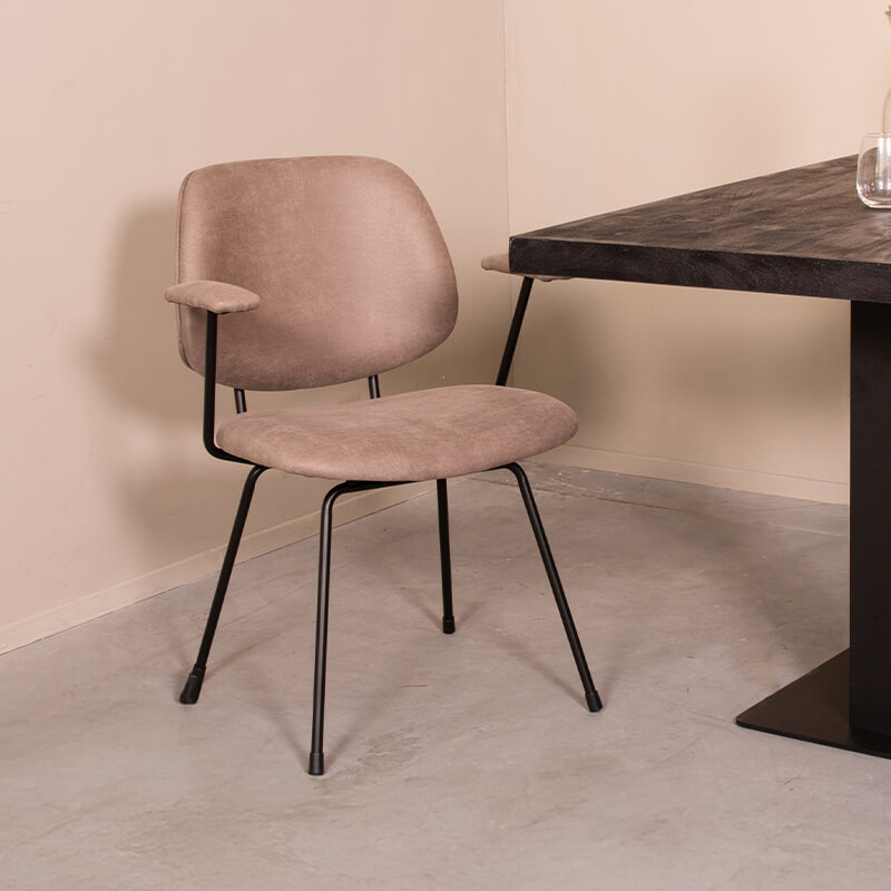LABEL51 Eetkamerstoel Rivano Microsuede - Taupe