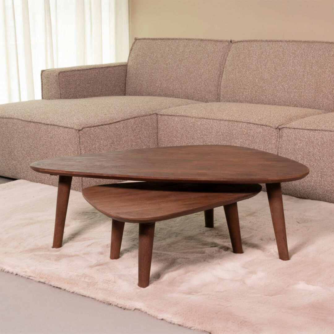 LABEL51 Organische Salontafel Gregg Espresso Mangohout, Set van 2 stuks