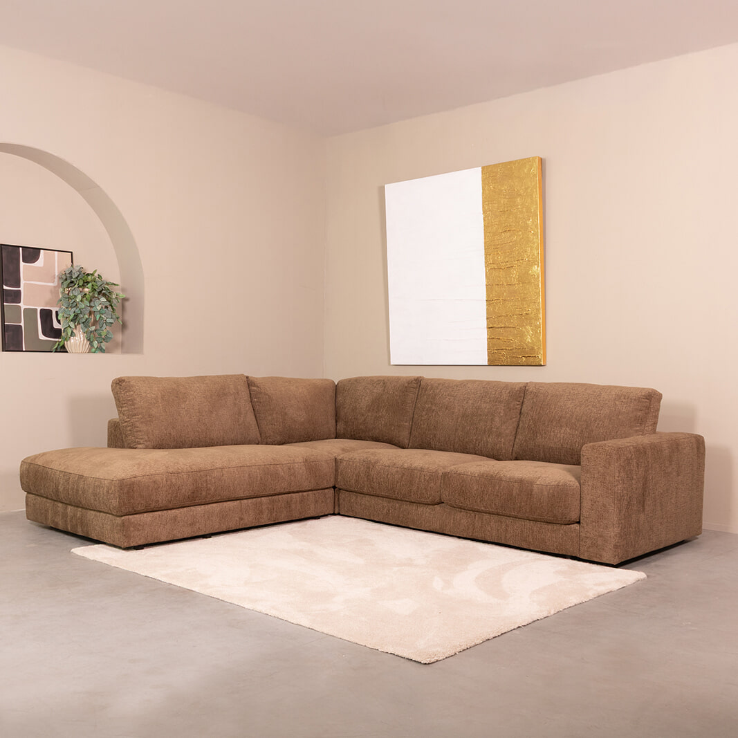 LABEL51 Hoekbank Valero 294cm, Links, Chenille - Retro Taupe