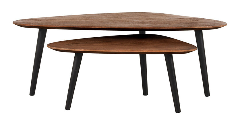 LABEL51 Organische Salontafel Rock Nature Smooth Mangohout, Set van 2 stuks