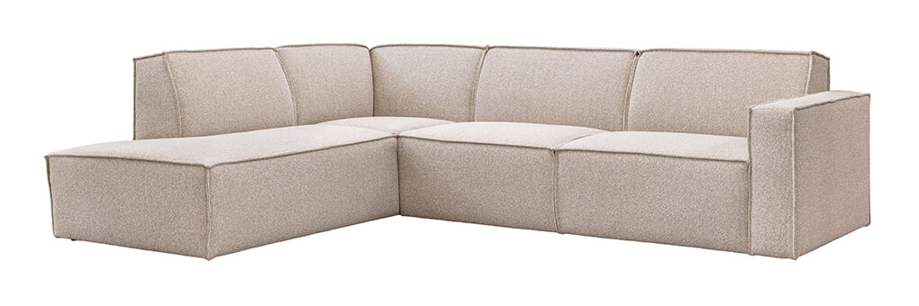 LABEL51 Hoekbank 'Kay' 283cm, Links, Royal Bouclé, kleur Naturel