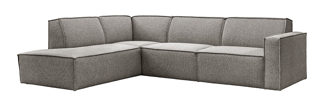 LABEL51 Hoekbank 'Kay' 283cm, Links, Bouclé, kleur Mushroom