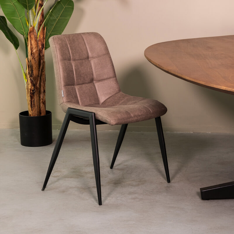 LABEL51 Eetkamerstoel Noor Micro Suede - Taupe