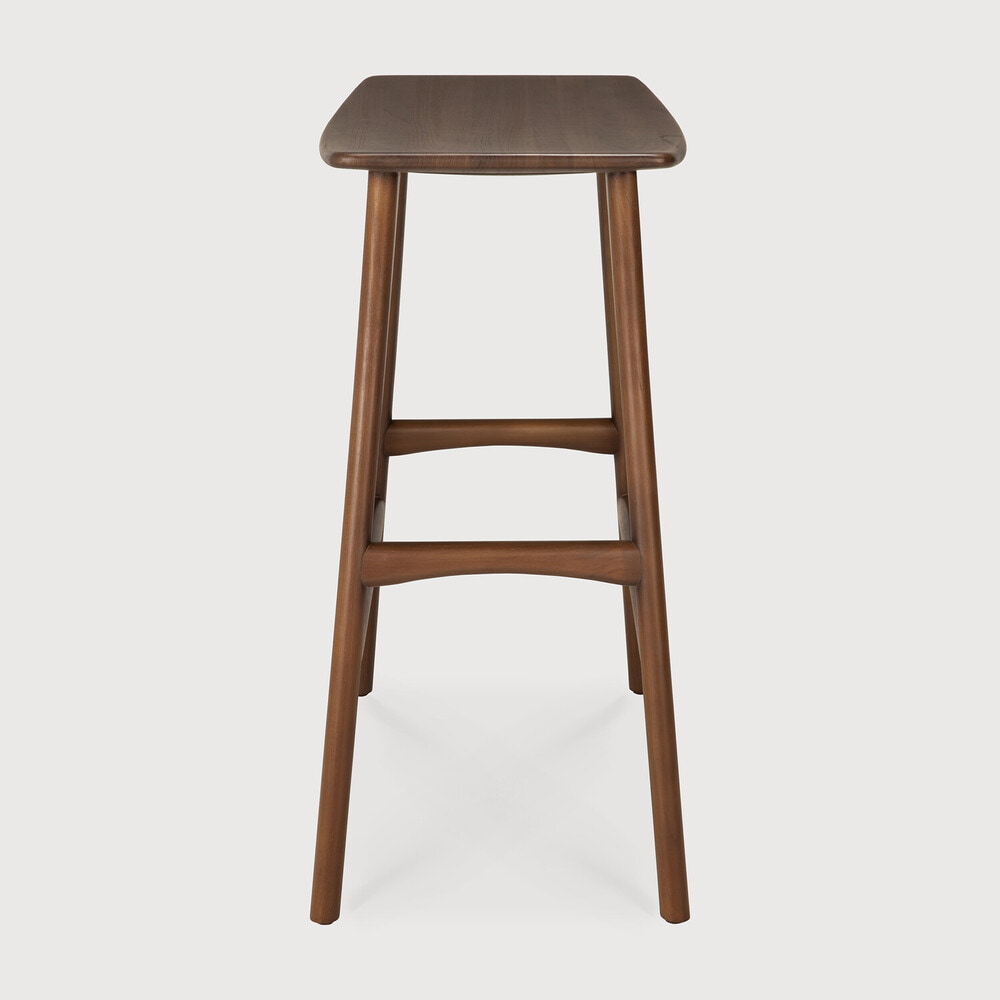 Ethnicraft Barkruk 'Osso' Gevernist Teakhout, kleur Bruin (zithoogte 65cm)
