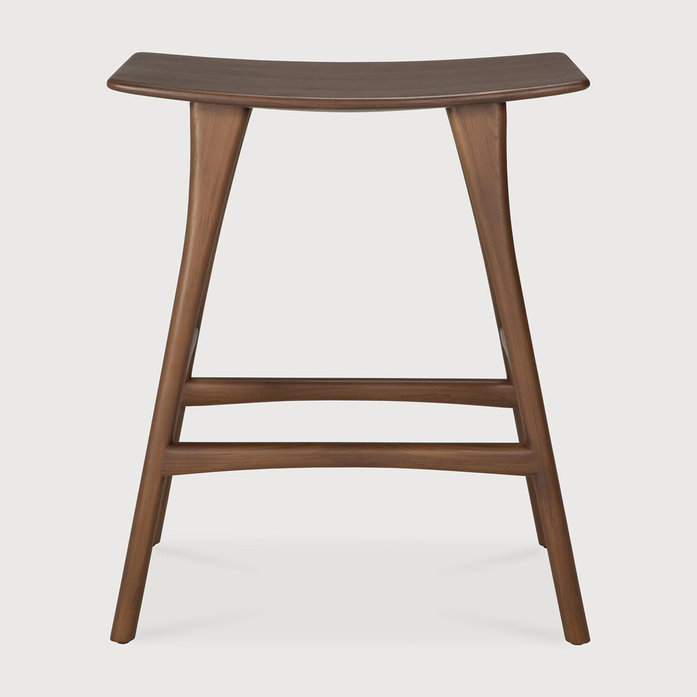 Ethnicraft Barkruk 'Osso' Gevernist Teakhout, kleur Bruin (zithoogte 65cm)