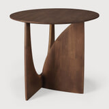 Ethnicraft Ronde Bijzettafel 'Geometric' Gevernist Teakhout, 51cm, kleur Bruin