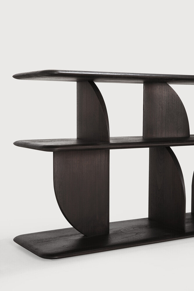 Ethnicraft Sidetable 'Geometric' Gevernist Teakhout, 210cm, kleur Donkerbruin