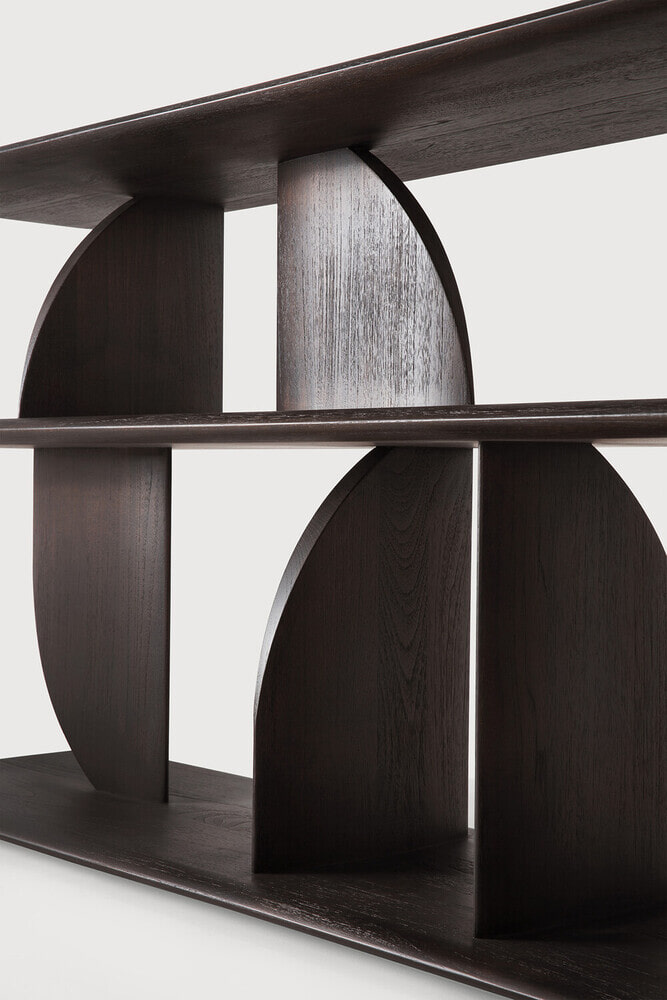 Ethnicraft Sidetable 'Geometric' Gevernist Teakhout, 210cm, kleur Donkerbruin