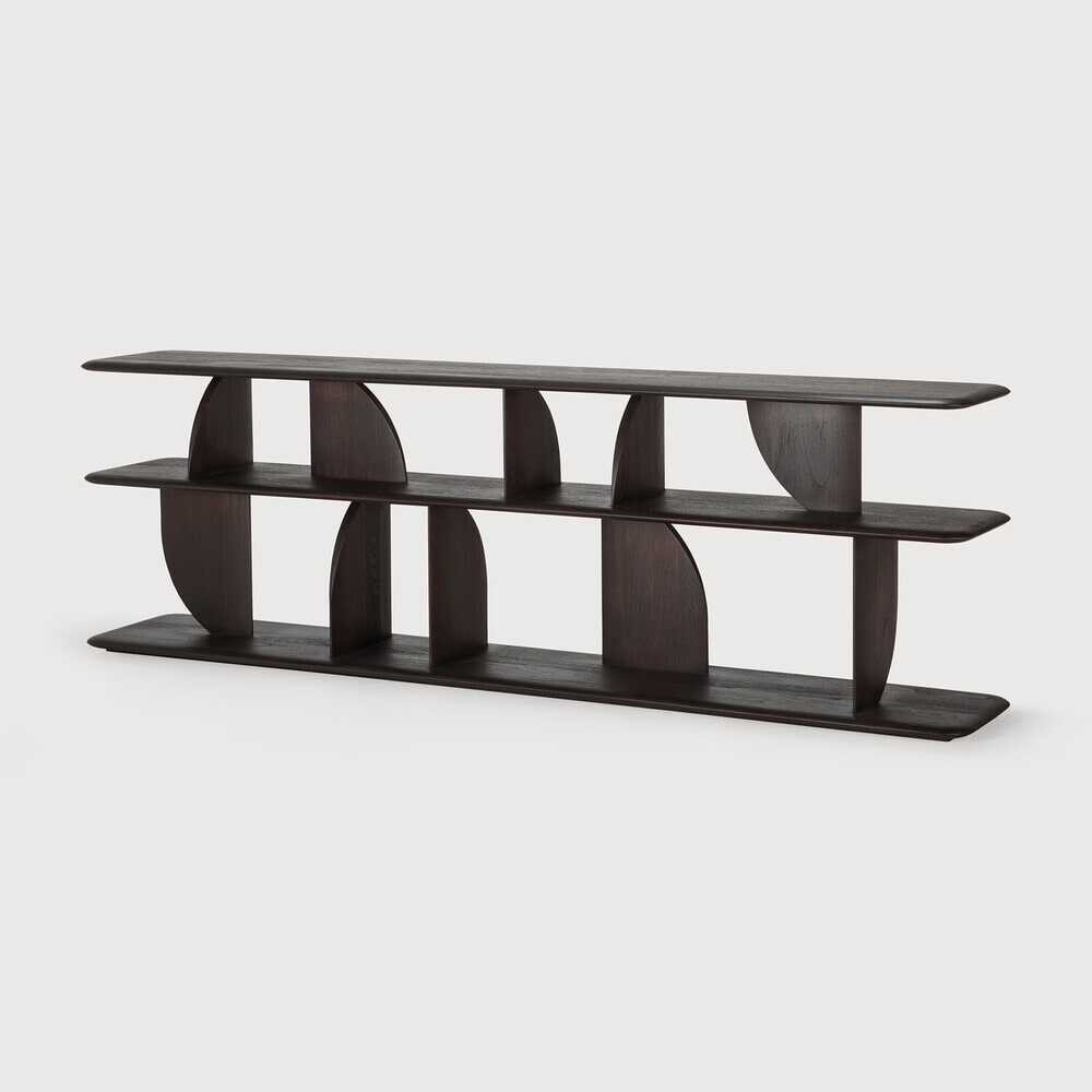 Ethnicraft Sidetable 'Geometric' Gevernist Teakhout, 210cm, kleur Donkerbruin