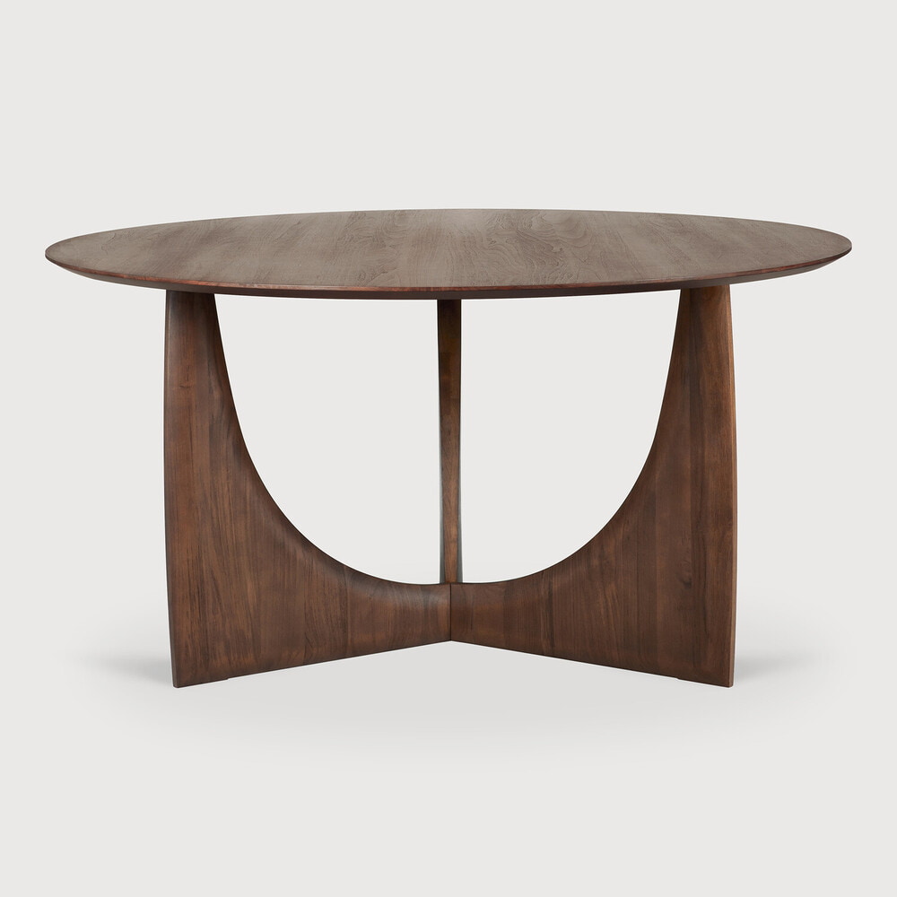 Ethnicraft Ronde Eettafel 'Geometric' Gevernist Teakhout, 150cm, kleur Bruin