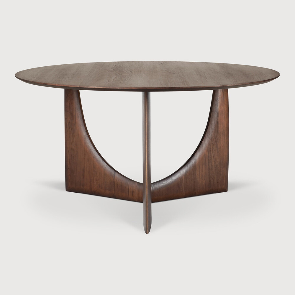 Ethnicraft Ronde Eettafel 'Geometric' Gevernist Teakhout, 150cm, kleur Bruin