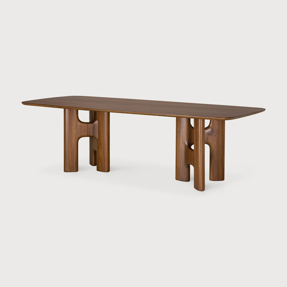 Ethnicraft Eettafel Flow Gevernist Teakhout, 250 x 113cm - Wild Brown