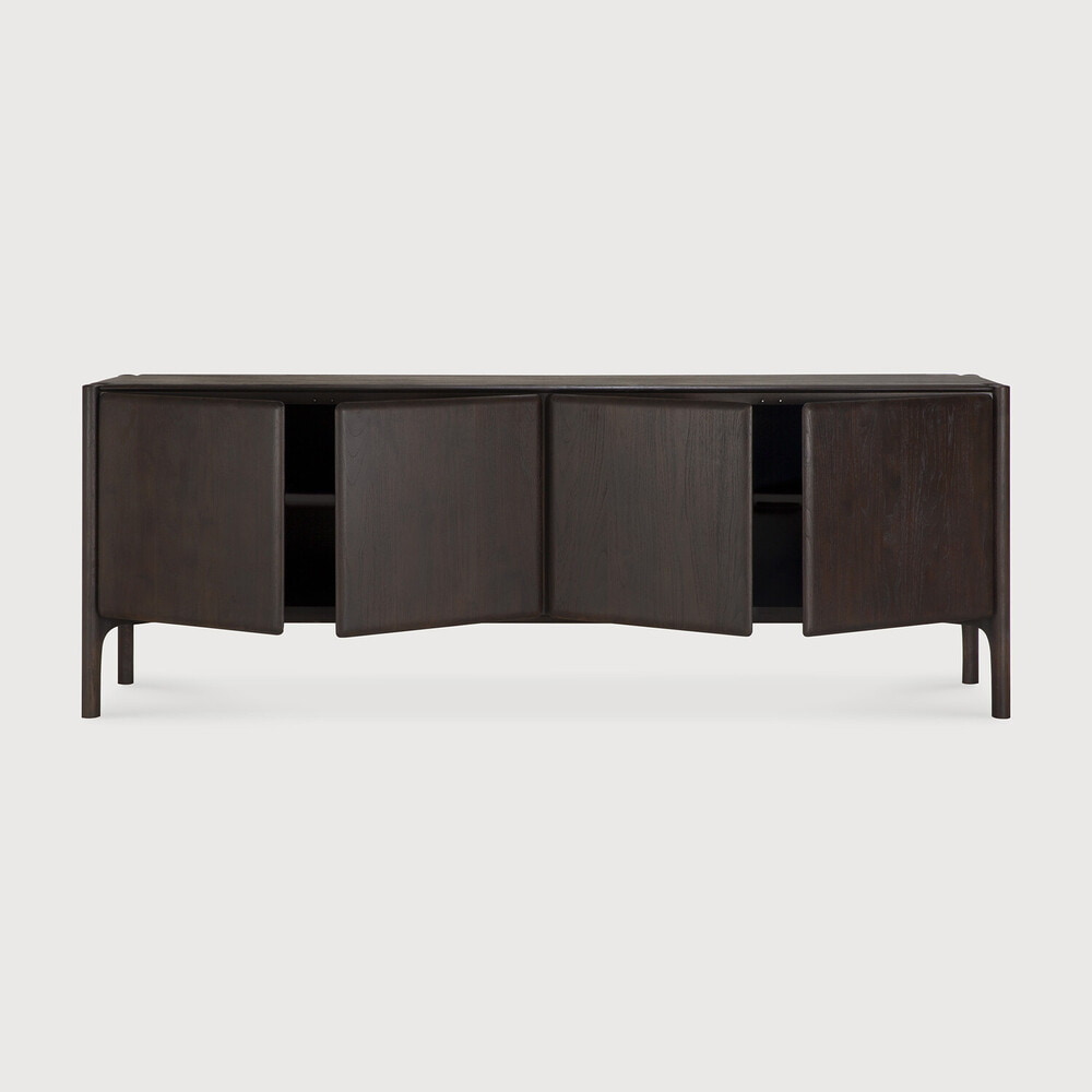 Ethnicraft Dressoir 'PI' Gevernist Teakhout, 230cm, kleur Donkerbruin