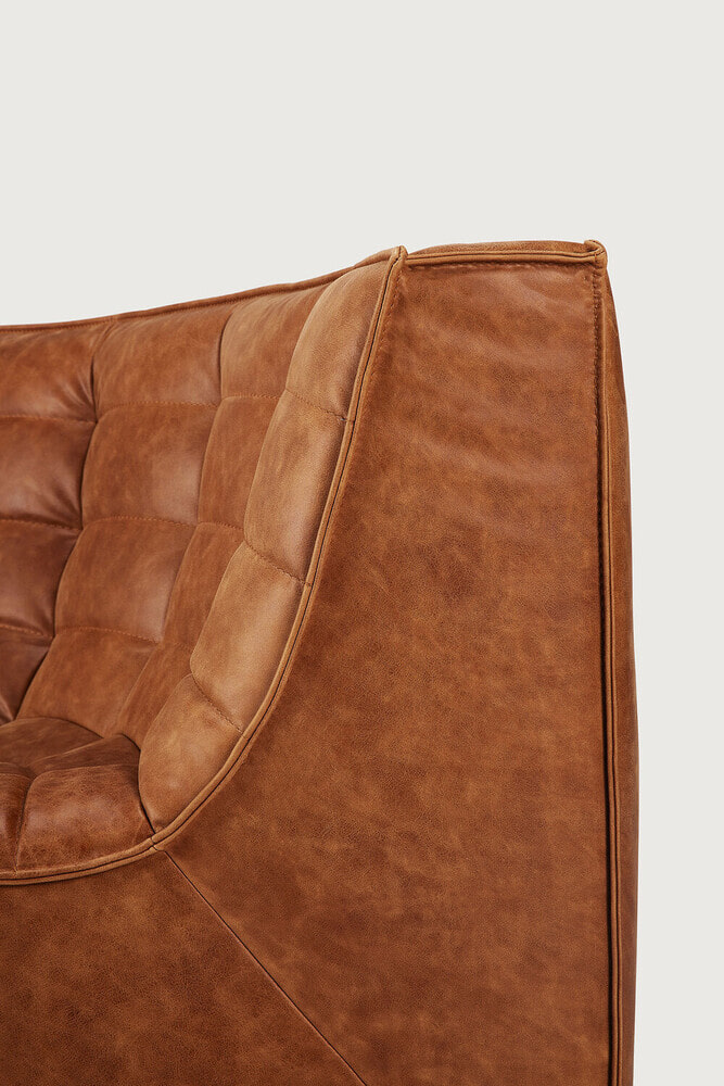 Ethnicraft Modulaire Bank 'N701' Leder, 90° Rond Hoekelement, kleur Old Saddle