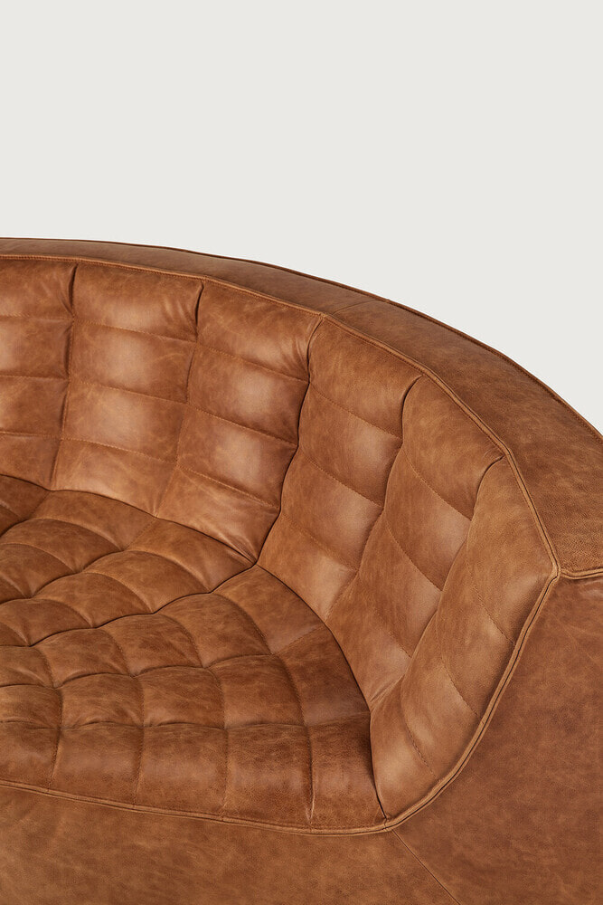 Ethnicraft Modulaire Bank 'N701' Leder, 90° Rond Hoekelement, kleur Old Saddle
